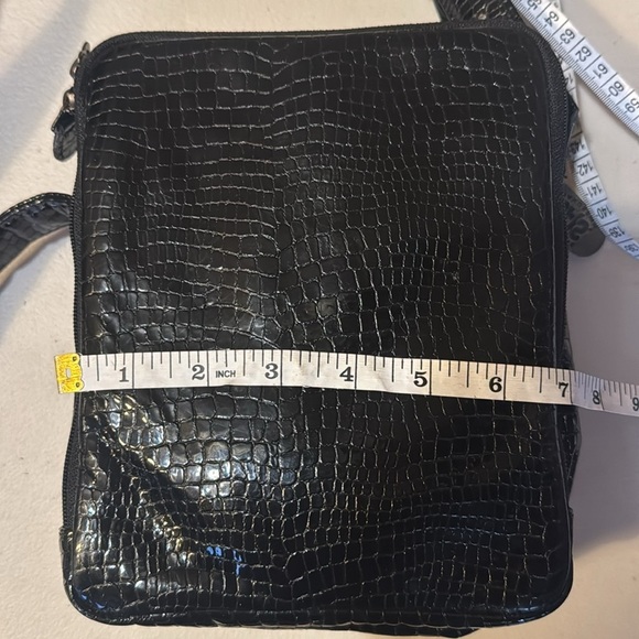 SAS Black Organizer Alligator Patent Leather Handbag Crossbody Purse USA - Picture 4 of 4